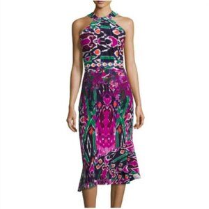 Saloni Colorful Silk Cocktail Dress (US4/UK8)